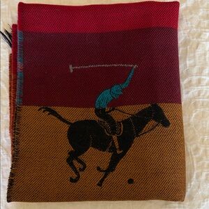 Red and Brown Polo Player Scarf